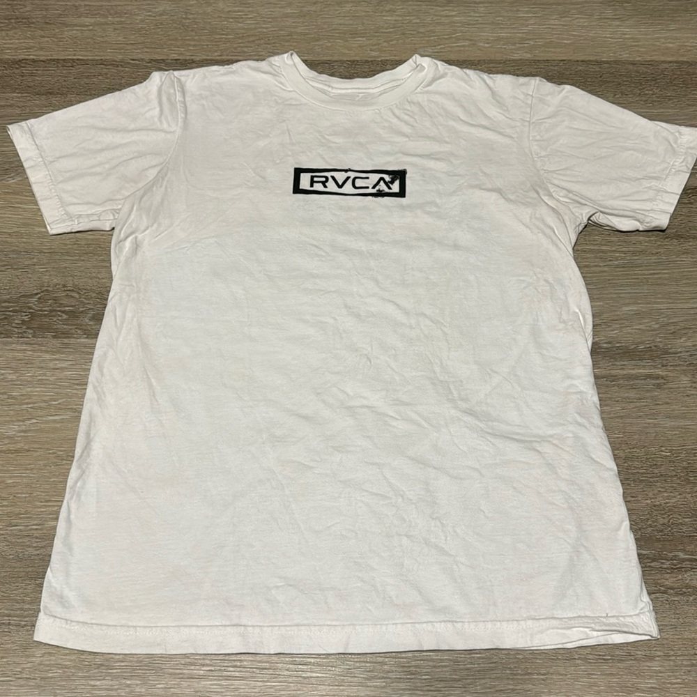 Well loved RVCA Adult Regular Fit Tee in White, Size Small
